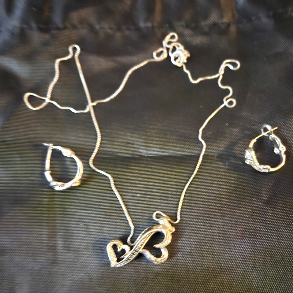 Black and white diamond necklace and earrings set with sterling silver by JCPENN